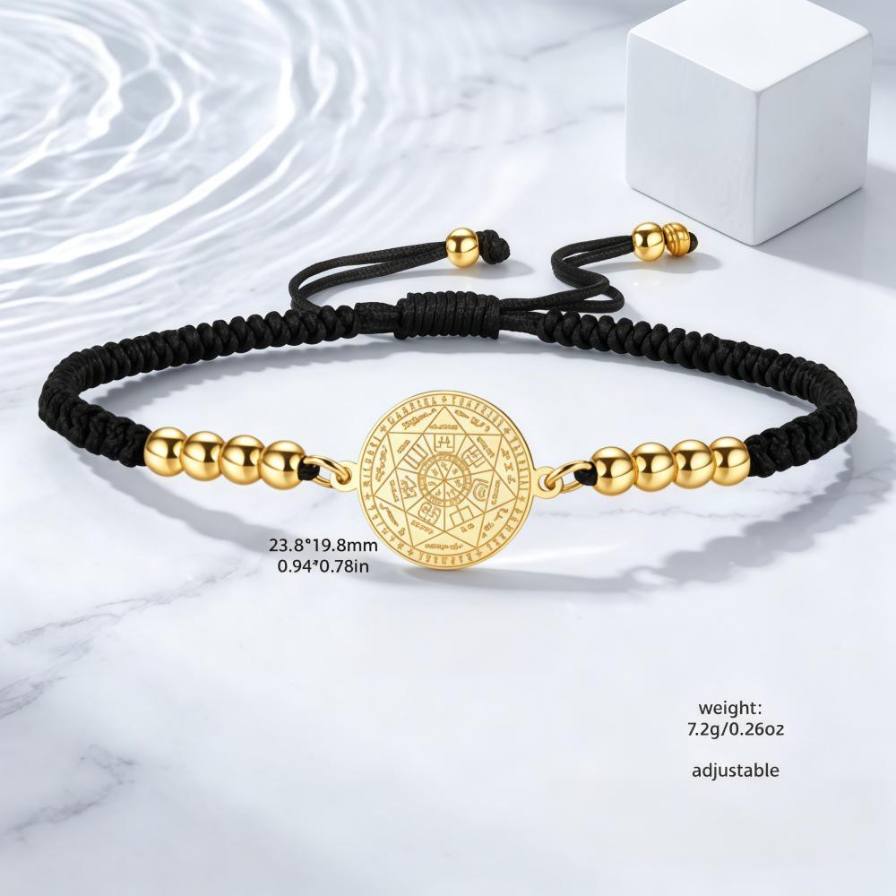 Solomon's Seven Archangels Adjustable Bracelet with Stainless Steel Beads - Couple's Luck Charm.