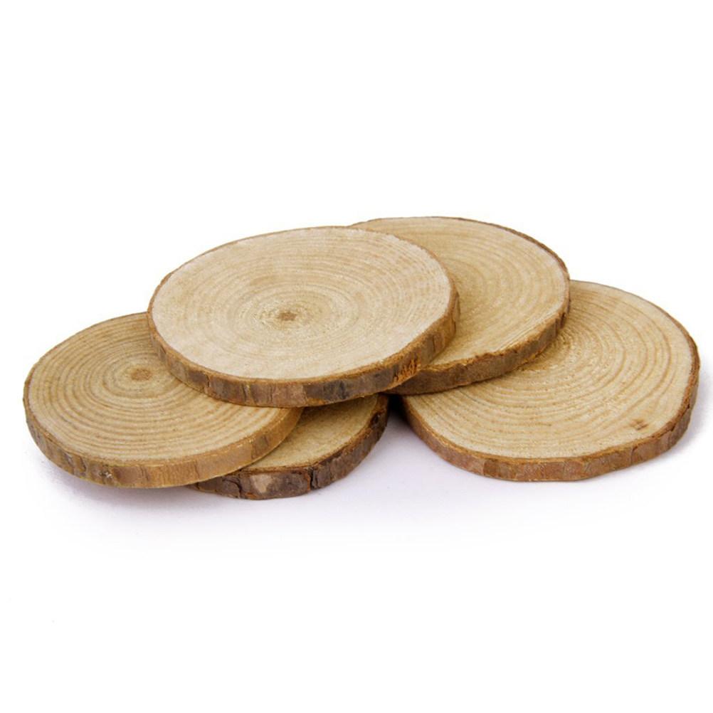 Round Wood Slices Natural Pinewood Log Discs Polished Both Sides Approx 7-9Cm Diameter 0.5-1Cm Thickness DIY Wedding