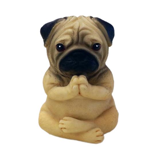 Yoga Meditation Dog Ornament Sitting Pug Figurine Statue Animal Sculpture Indoor Outdoor Garden Home Office Desktop Decoration