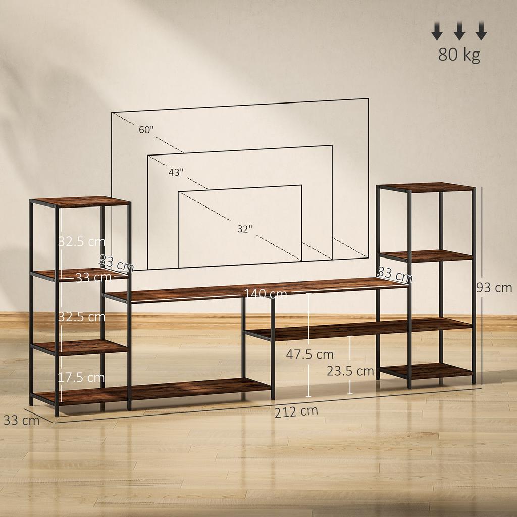 TV Unit for TVs Up To 60 Inches, Industrial TV Stand with Storage Shelves, Entertainment Centre for Living Room, Bedroom