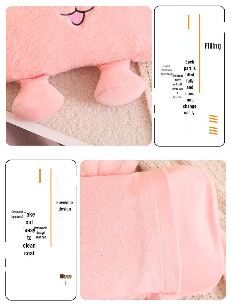 Electric Plush Cartoon Hand Warmer: Rechargeable, Removable, Washable, Double Hand Inserts, Dangling Leg Design.