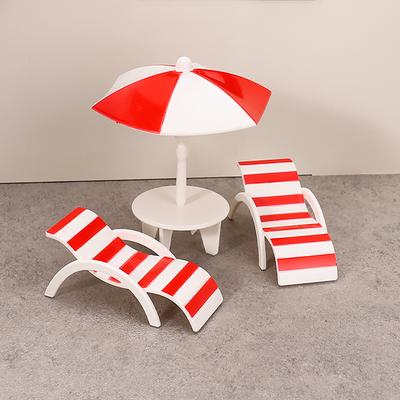 Mini-Sonnenschirm, Doppel-Strandstuhl-Set, Miniatur-Handarbeiten, Puppenhausdekoration, Mikro-Landschaftsornamente