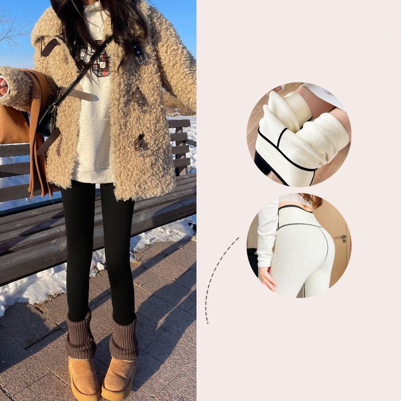 

Женские осенне-зимние термобелье повседневные кашемировые леггинсы флисовые обтягивающие теплые штаны для йоги с высокой талией XL чёрный