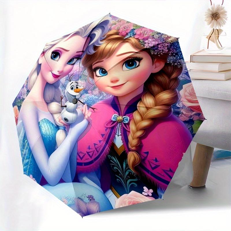 Disney Elsa,Anna,Olaf Manual Opening and Closing Umbrella - 8-Rib Reinforced Folding Design, Lightweight and Portable, Suitable for Daily Bu