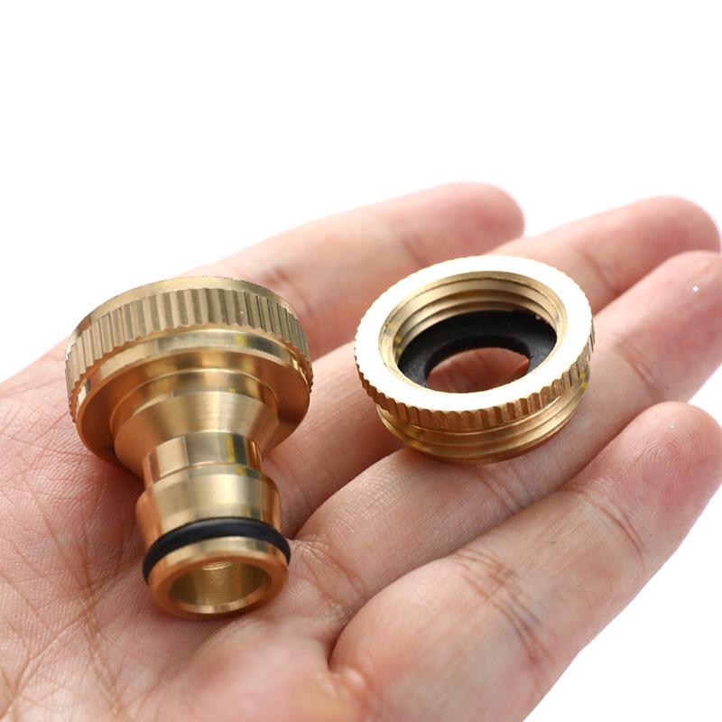 Venkovní konektor na kohoutek, mosazný adaptér 3/4" a 1/2", závitová redukce na hadici