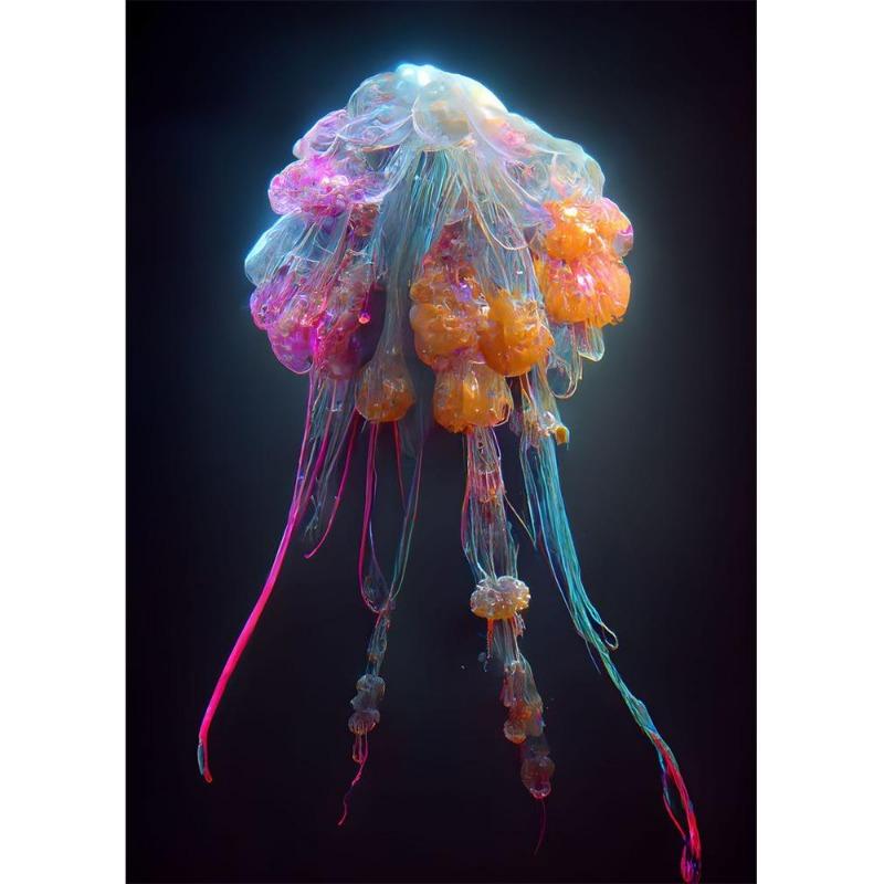 

Современные флуоресцентные постеры с медузами, морскими животными, холст, живопись, настенная живопись, печать для гостиной, украшение дома 21*30cm No Frame