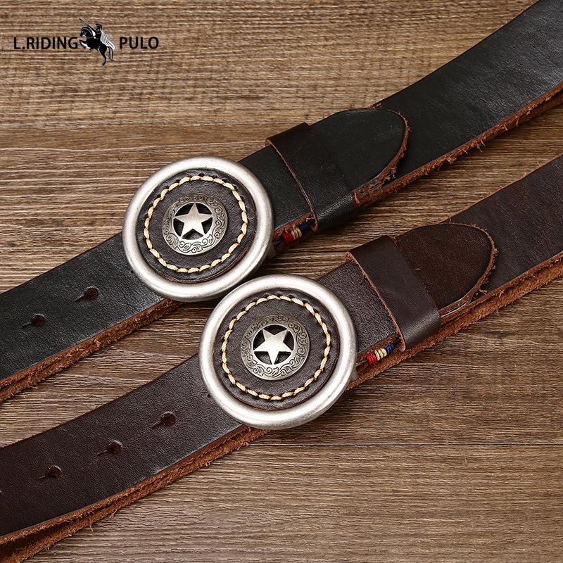 Personality Trend Thickened Genuine Leather Cowhide Smooth Buckle Belt Men's Belt Korean Style Retro All-match