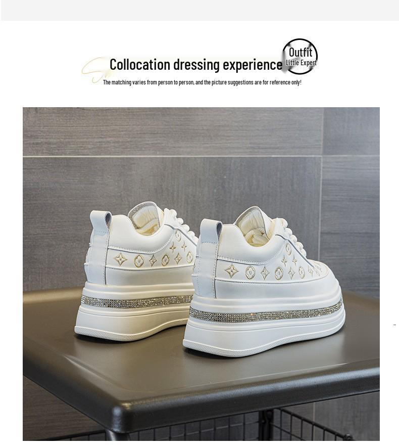 2025 Women's Genuine Leather Rhinestone Espadrilles: Versatile, Casual Spring/Autumn Sneakers