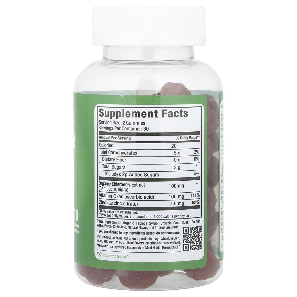 Maxi Health, Elderberry C and Zinc-Licious! Gummi jelly, 60 gummies