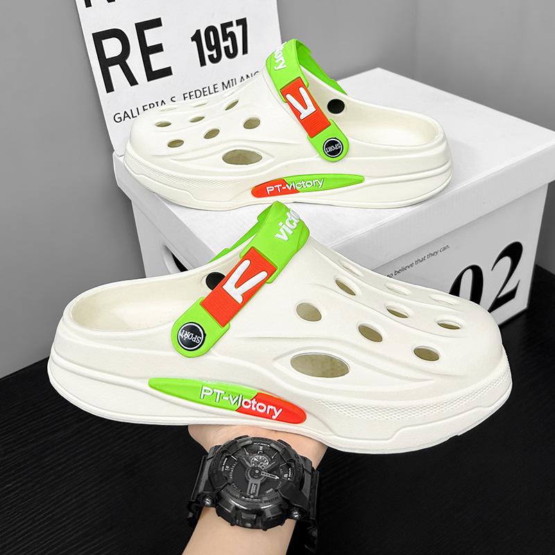 Hole shoes men's summer wear sandals wear-resistant garden shoes breathable bread head sports casual slippers men