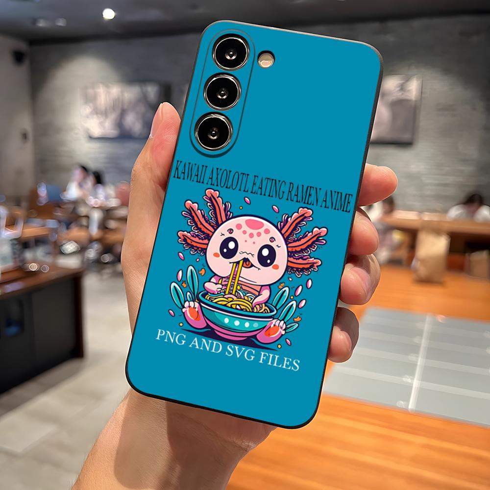 Axolotl And Ramen Phone Case For Samsung S26 S24 Ultra S25 S23 Fe S22 S20 S21 Plus A16 A54 A34 A53 Back Cover