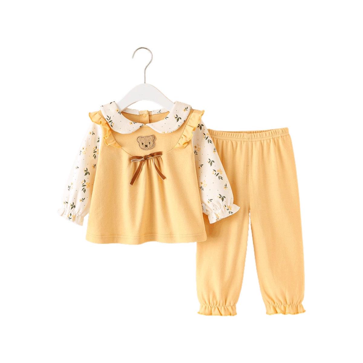 

Модный костюм для маленькой девочки в корейском стиле из чистого хлопка для весны/осени – Милый и стильный 130cm