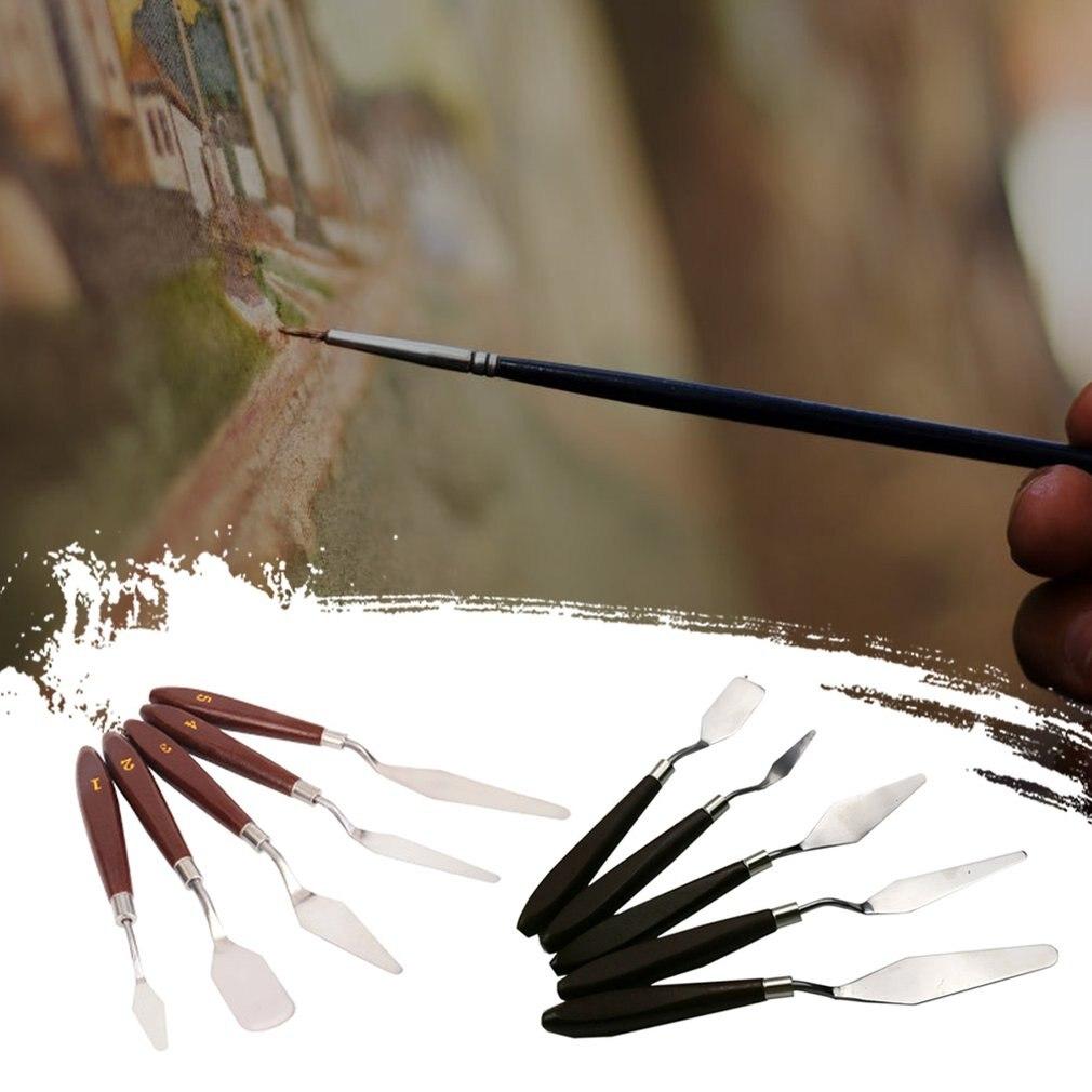Hot 5PCS Stainless Steel Scraper Spatula Art Supplies for Artist Canva Oil Paint Color Mixing Palette Knife Painting Wholesale