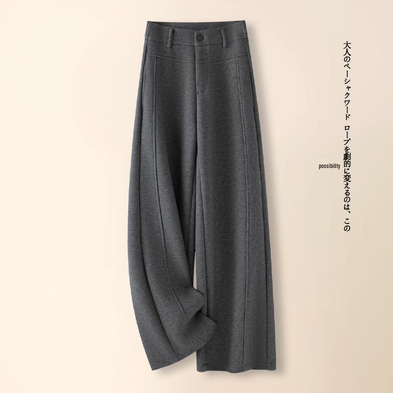 Women's Gray Cashmere Scimitar Wide-Leg Trousers – Fleece-Lined Wool for Autumn/Winter 2025