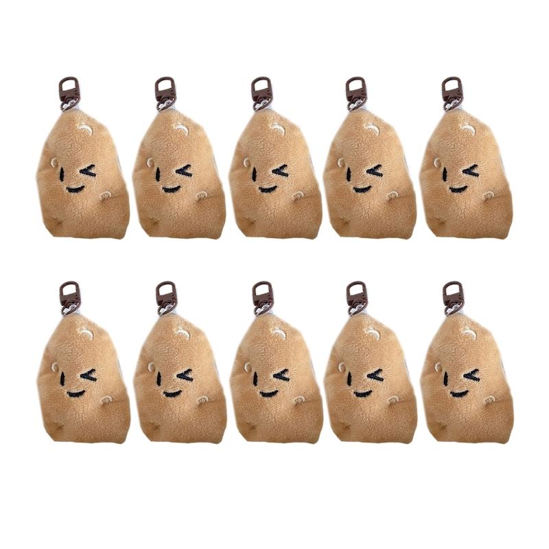 

Set of 10 Potato Badge Pin Cartoon Potatoes Brooch Pendant Bag Charm Plush Key Chain Decorations Badge Accessory