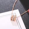 Korean Style Rose Gold Diamond Pendant Titanium Steel Necklace for Women