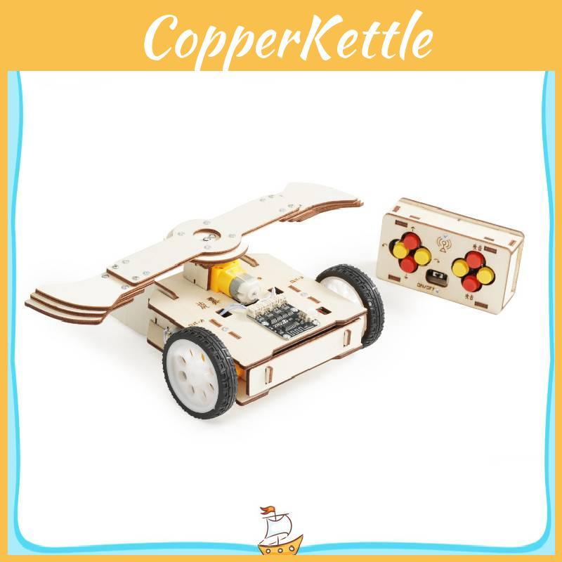 Wooden Remote Assembled Controlled Combat Vehicle With Rotating Wing Set Toy