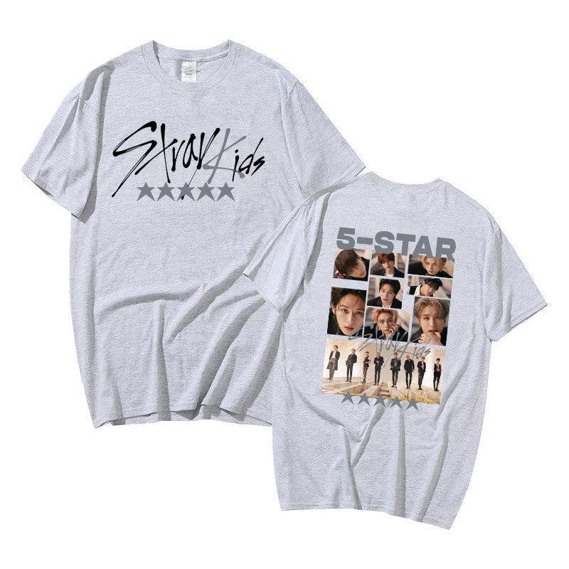 Stray Kids Singer Group Around Harajuku Print Fashion Men And Women T-Shirt Top Short Sleeve