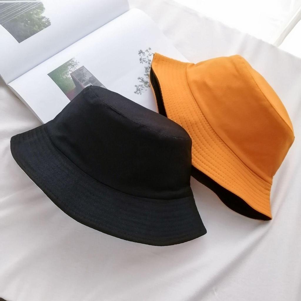 New Solid Color Double Sided Unisex Bucket Hat Fisherman Hat Outdoor Travel Hat Sun Cap Hats for Men and Women Hip Pop Hat