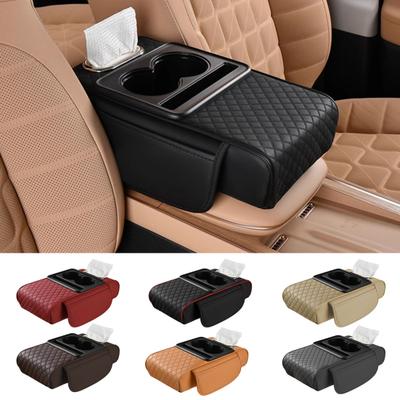 Universele Auto Armsteunhoes Meerdere Vakken Eenvoudige Installatie Auto Middenconsolehoes met 2 Bekerhouders