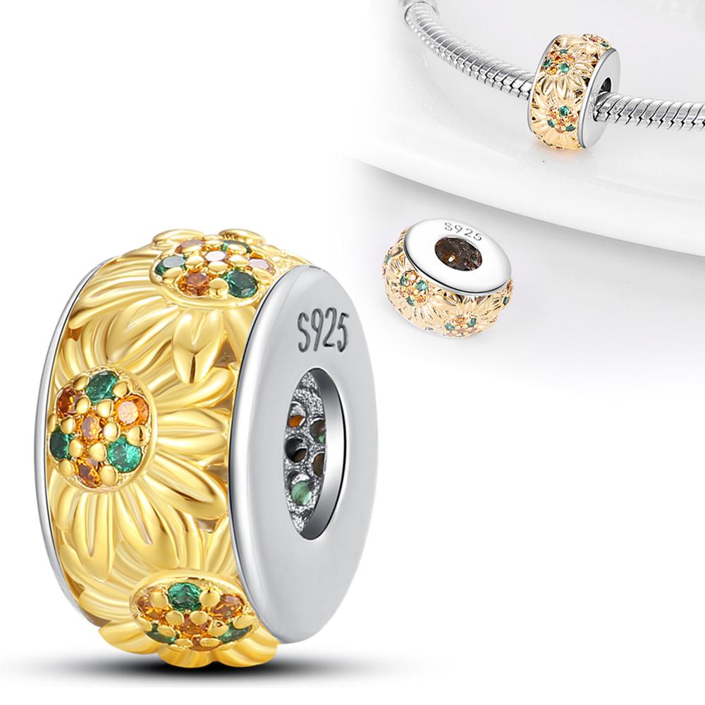 Spring Floral Theme Romantic & Natural Yellow Blue Charms Beads Fit 925 Charms Bracelet Beads Jewelry Gifts for Women
