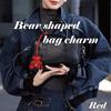 Brown Plush Bear Keychain Bag Charm with Leather Cord, Korean Style, Women's Bag Ornament, Stylish and Cute, Leather, for Women