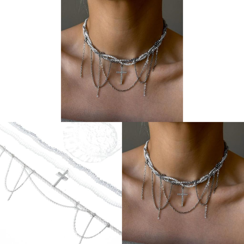 Geometric Cross Pendant Necklace For Women Men Fashionable Layered Chain Jewelry