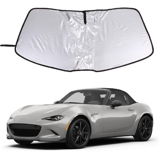 

Windshield Sunshade for Mazda MX-5 Miata 2016-2025 Front Window Sun Shade Foldable Reflective Sun Visor Custom Sunscreen UV Blocker Privacy Protector белый