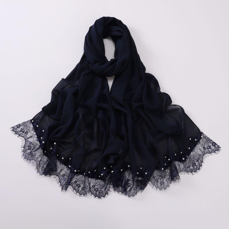 Eyelash Lace Chiffon Scarf With Beads For African Women