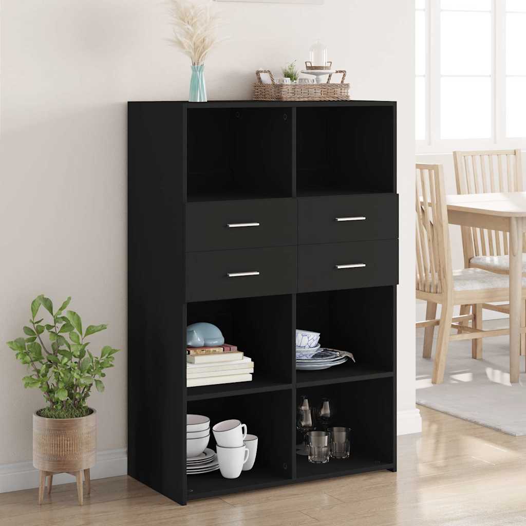 Highboard Black 80 x 42.5 x 124 cm Engineered Wood