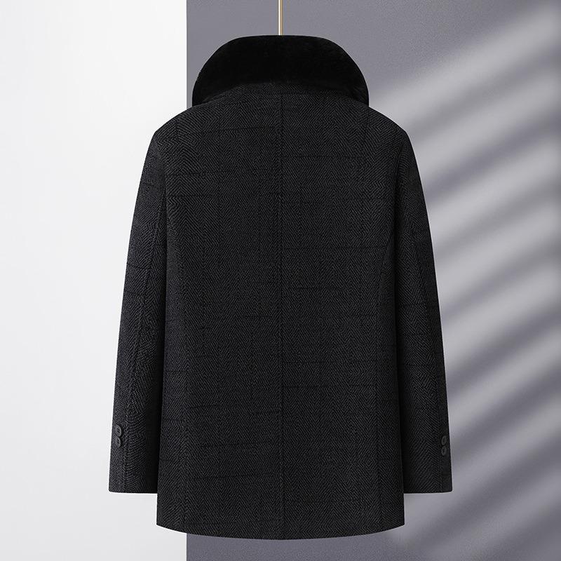 Winter Dad Fleece Thickened Wool Coat In Jacket Elderly Man Casual Father Men's Chenier Top