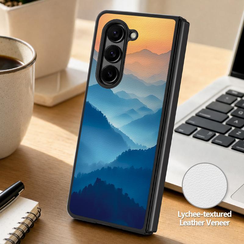 Anime Beach Scenery Case For Samsung Z Fold 8 Ultra 7 6 5 Luxury Leather Skin Hard Folding Phone Cover For Galaxy Z Fold8 Fold7 Fold6