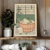 Japanese Frog in A Bathtub Print Poster Vintage Cute Fun Animal Canvas Painting Bathroom Home Decor Poster Gifts-unframed