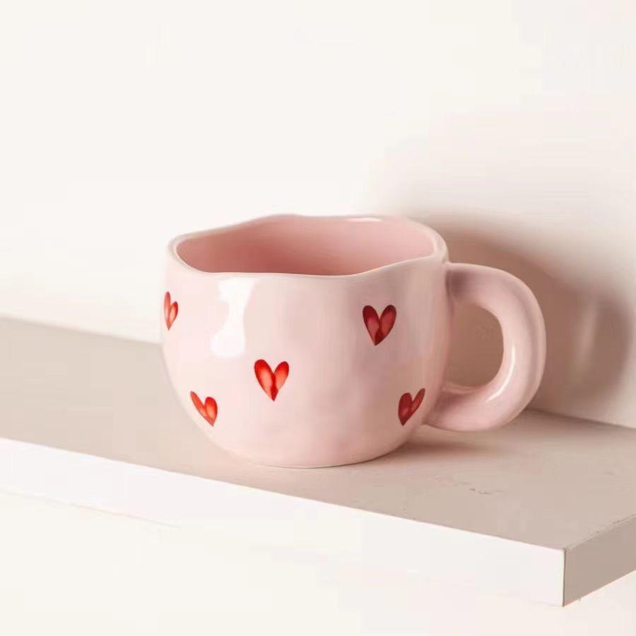 Ins Hand-squeezed Cup Cute Flower Cream Wind Ceramic Cup Household Hand-painted High Value Afternoon Teacup Creative Cup