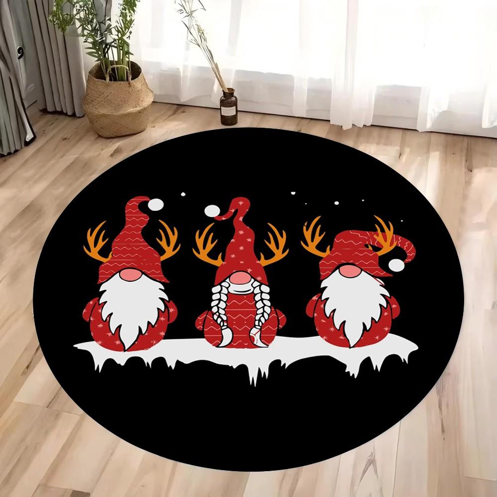 Christmas Santa Claus Main Picture Circular Printed Carpet Suitable for Bedrooms Living Rooms Mat Christmas Furniture Decoration