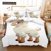 Cartoon Goat Duvet Cover Set Cute Kawaii White Goat White Background King Queen Size For Girls Boys Gift Polyester Bedding Set