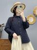 2025 Women's Autumn/Winter Quilted Diamond Pattern Padded Shirt Jacket with Pointed Collar - Casual Warm Base Layer Top