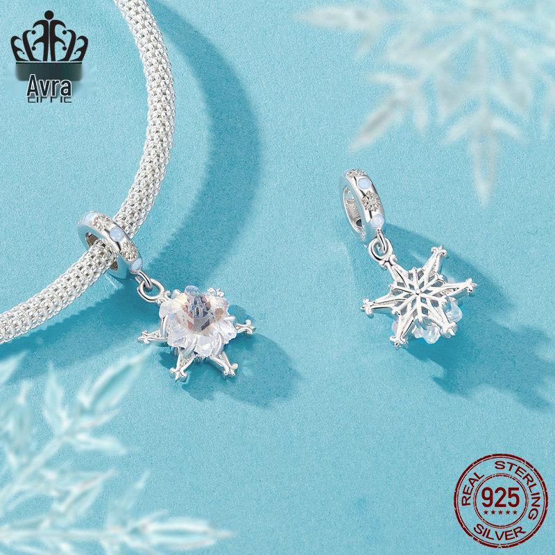 Avle Original Snowflake DIY Pendant: S925 Sterling Silver-Plated Beads Jewelry for Women