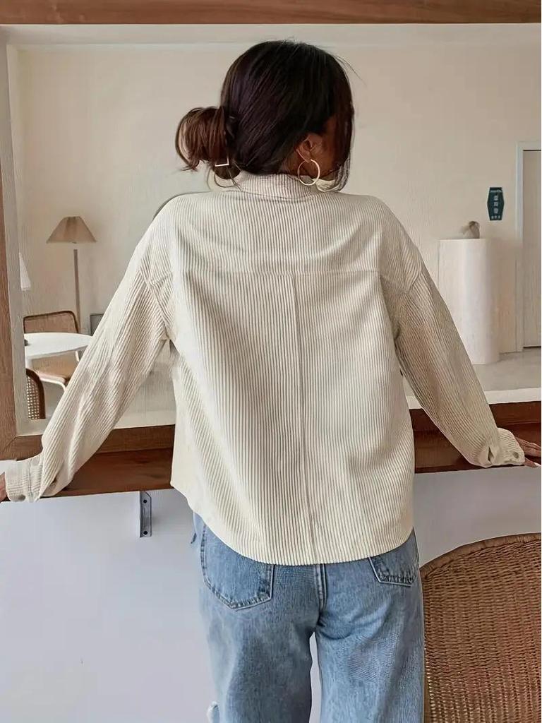 Women's Cross-Border Casual Button-Front Drop Shoulder Jacket for Spring & Autumn
