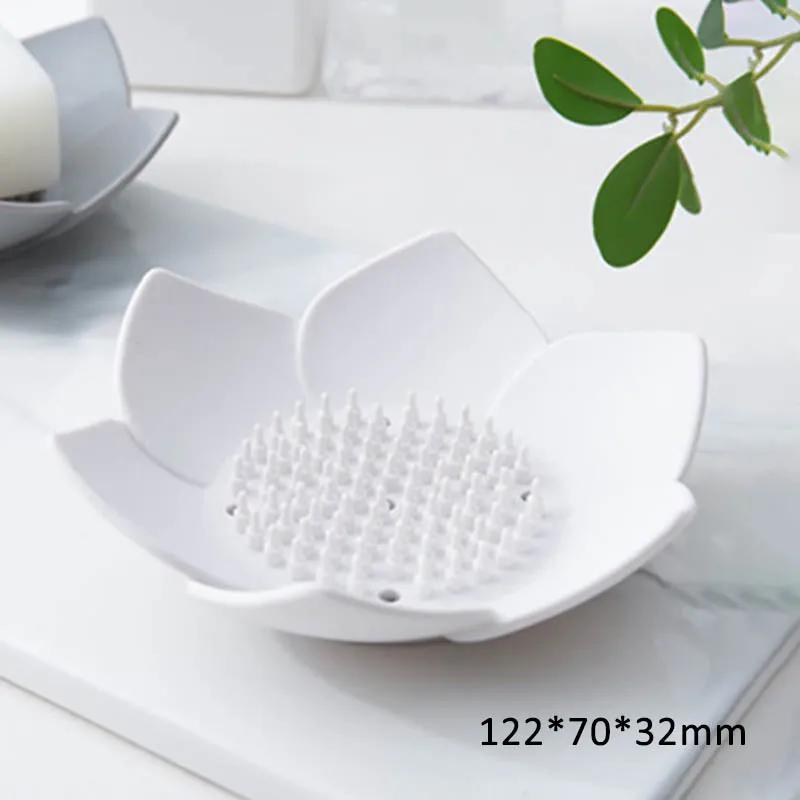 1pc Soap Box Lotus Shape Non-slip Portable Silicone for Draining Soap Tray Draining Soap Dish Bathroom Accessories