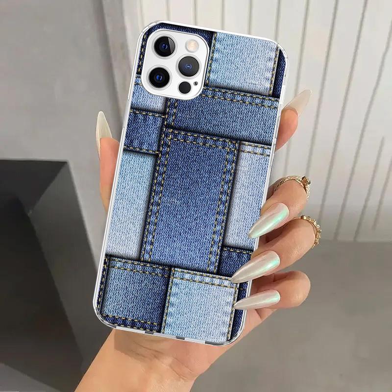 Jeans Cowboy Denim Printed Phone Case for Iphone 17 Air 16 15 Plus 14 13 Mini 12 11 Pro Max 16E 7 8 SE 2020 Soft Funda Print She