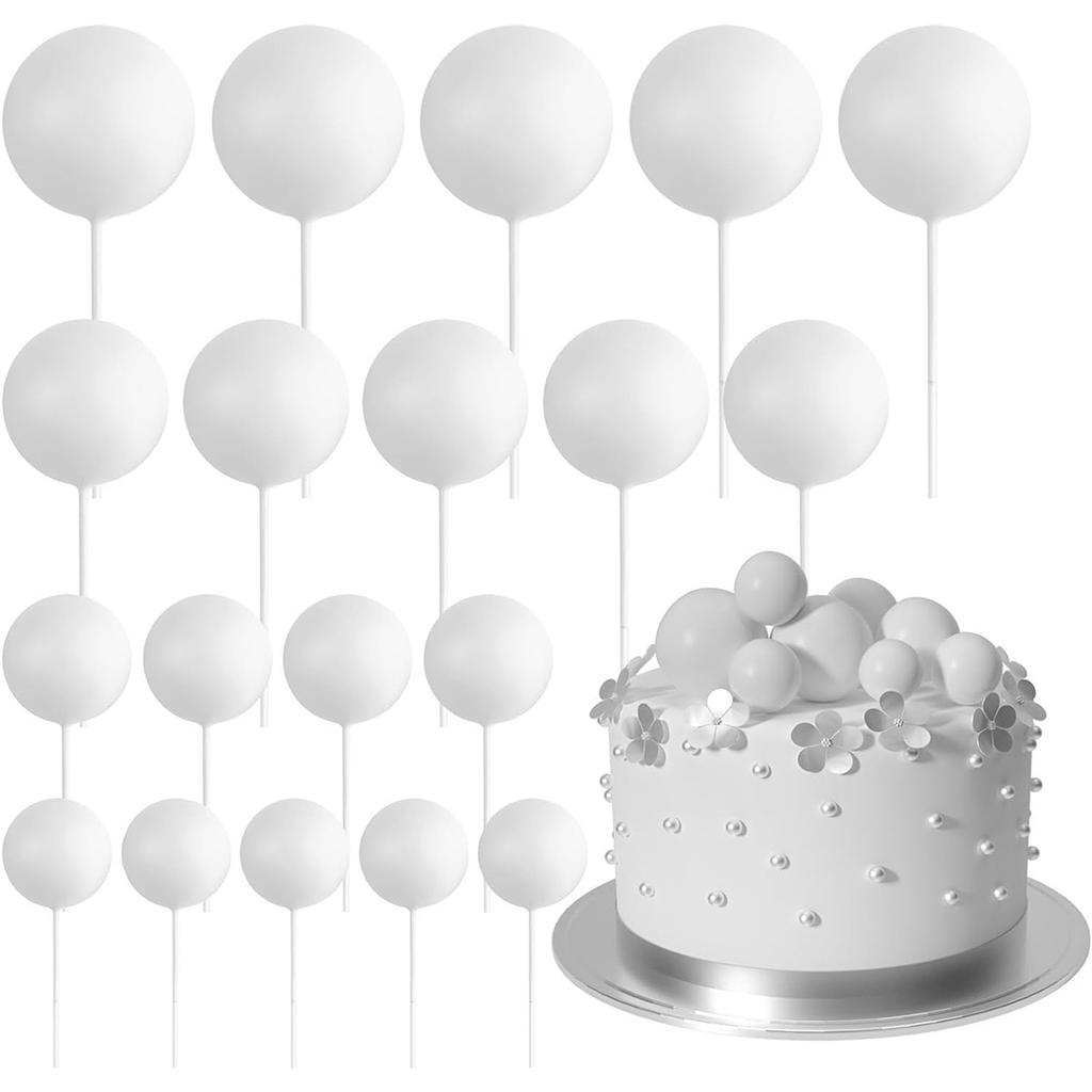 20 Pcs Ball Cake Topper Decorations Mini Balloons Cake Topper Sticks Light Green Balls  Cake Decorations for Wedding Birthday