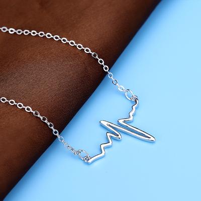 Fashion Heart-shaped ECG Necklace for Women with Personality Versatile Love Pendant