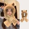Soft Ear Hat Scarf Casual Winter Scarf Comfortable Women Plush Hat with Scarf  Girls