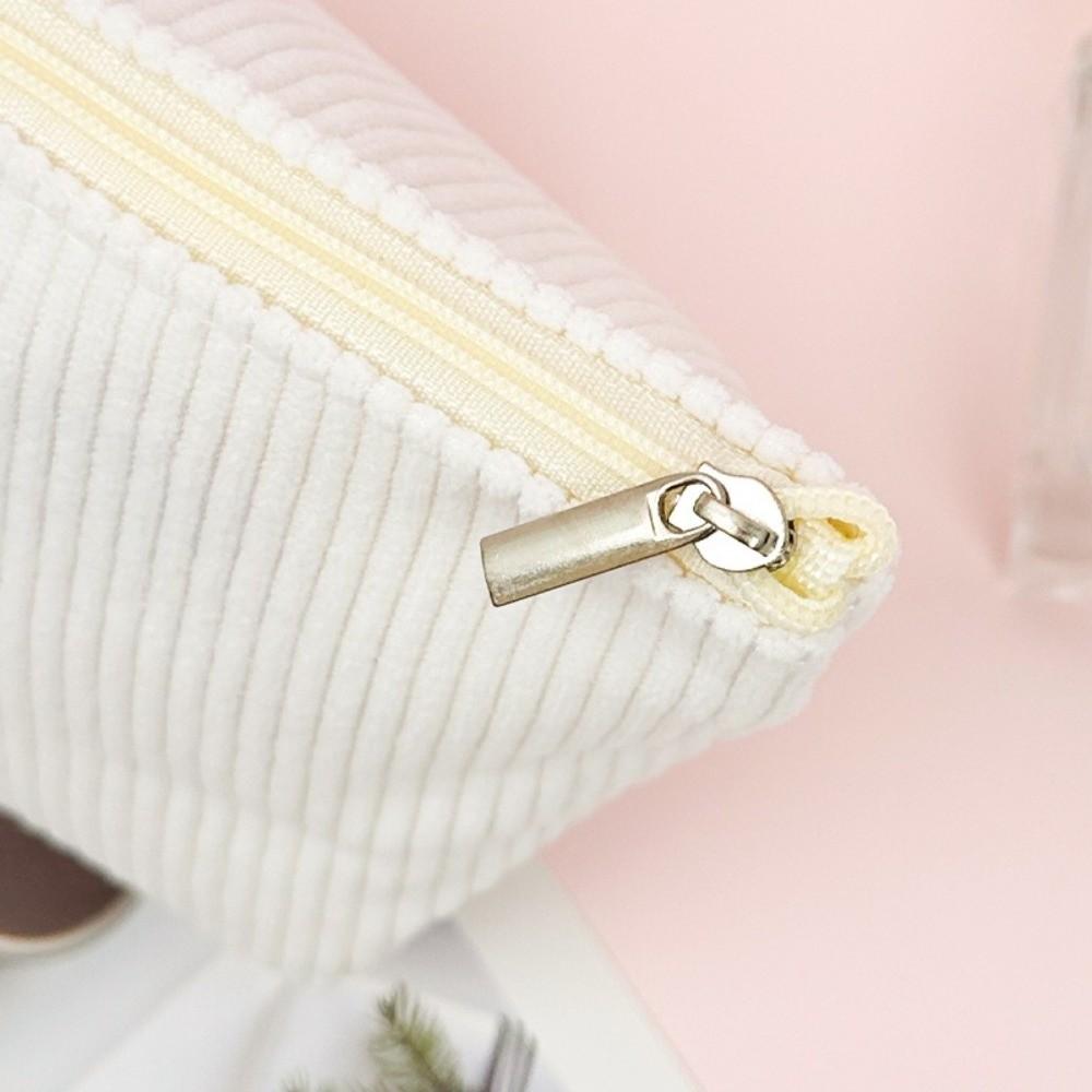 Durable Corduroy Cosmetic Organizer Pouch Portable Zipper Toiletry Bag Storage Bag Travel Use