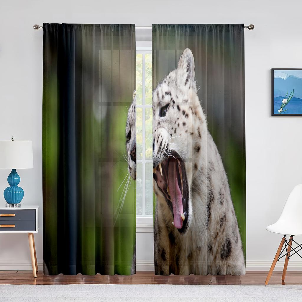 African Animal Safari Leopard Wildlife Cheetah Sheer Voile Curtains for Living Room Bedroom Kitchen Decor Tulle Window Curtain