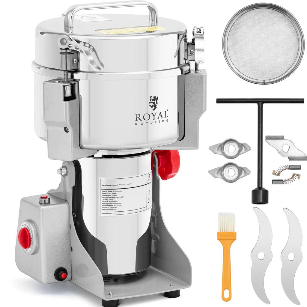 Professional electric grinder for spices, herbs, coffee, nuts 2000 g 3400 W