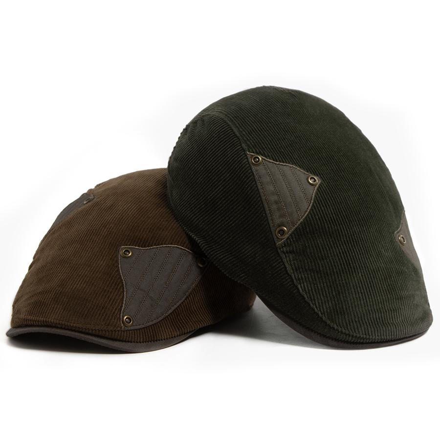 Fashion Corduroy Splicing Cloth Men Women Beret Spring Autumn Thick Warm Women's Flat Hat Vintage Casual Newsboy Cap Unisex