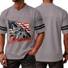 Casual V Neck Sports Jersey Short Sleeve T Shirt with Graphic Print USA Independence Day Theme Athletic Top for Men