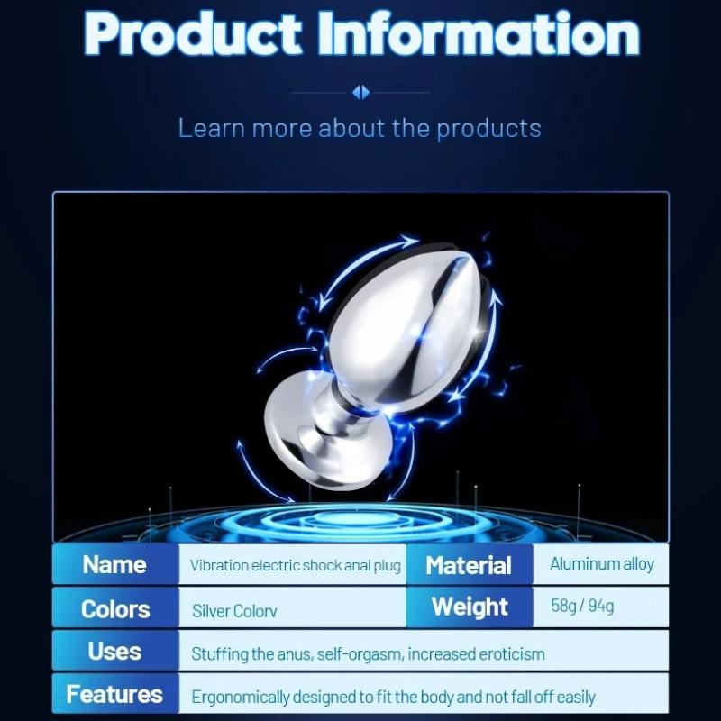 Wireless Remote-controlled Metal Anal Plug Man and Woman Electric Shock Anal Plug Vibrating Anal Plug Butt Plug G-spot Masturbation Passionate Party